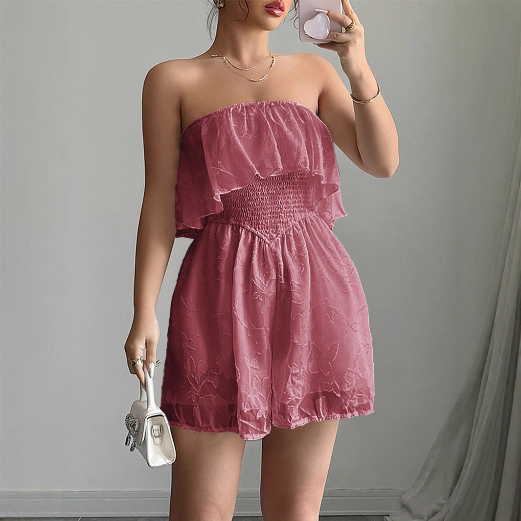 Pink Lace Tube Romper
