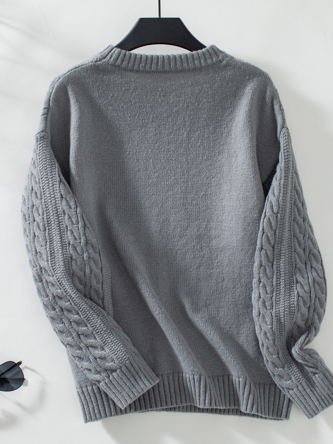 Grey Full Sleeves Round Neck Sweater