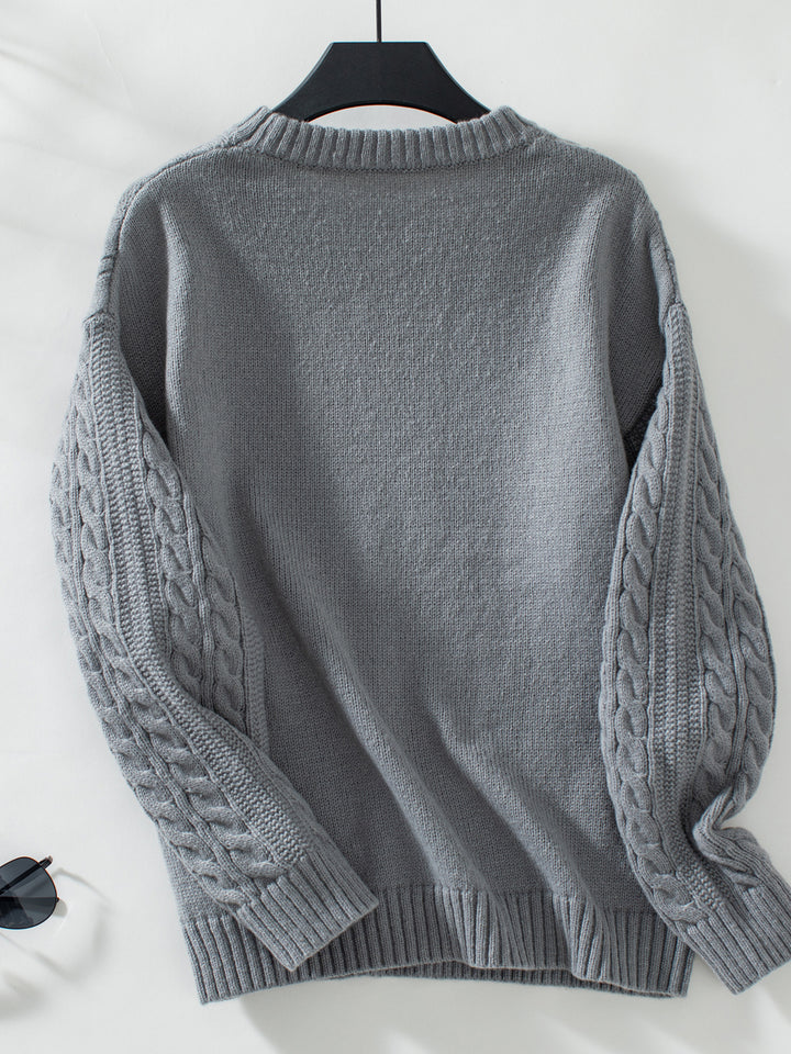 Grey Full Sleeves Round Neck Sweater