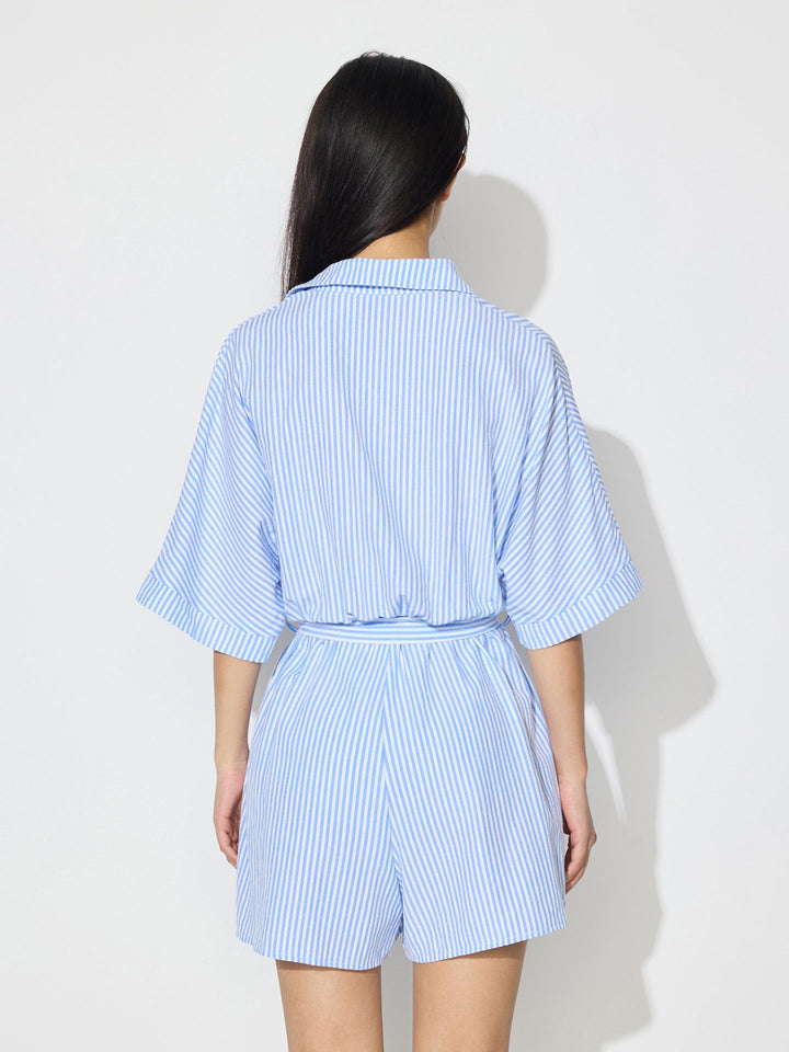 Blue Front Buttoned Playsuit
