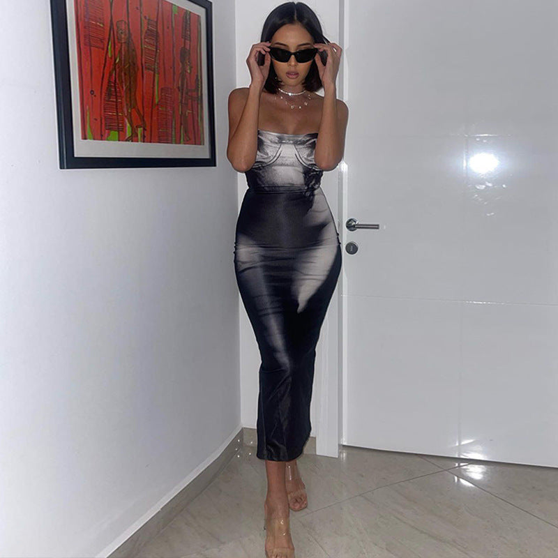 Grey Sleeveless Square Neck Bodycon Dress