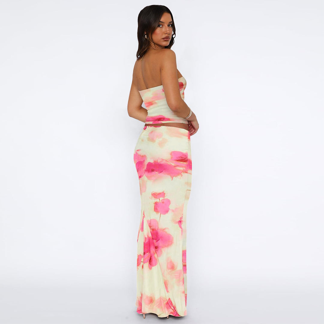 Yellow Tube Top With Skirt Co-Ord Set