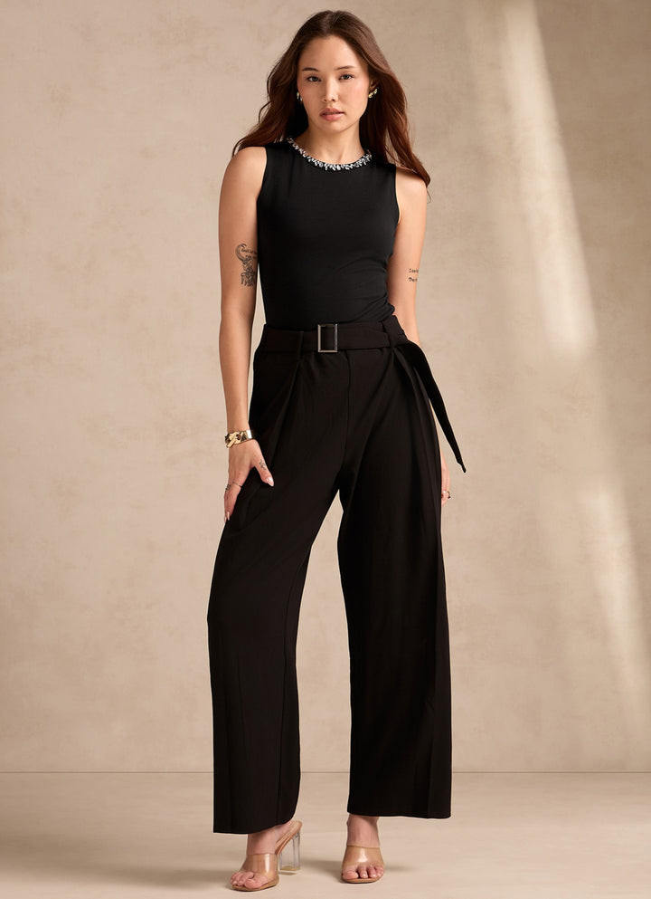 Black Studded Racer Back Tank