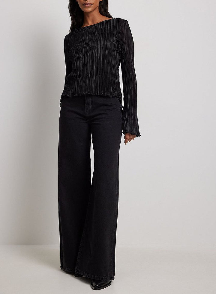 Black Full Sleeve Back Tie-Up Top