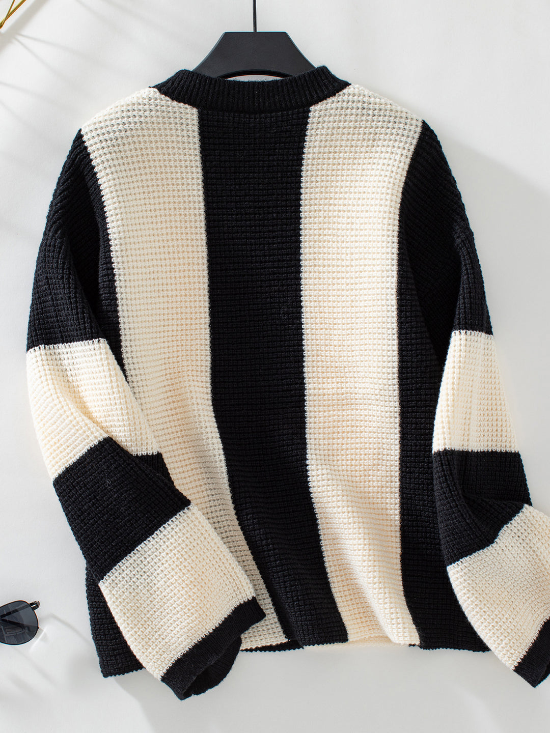 Off White Full Sleeves Colour Blocked Sweater