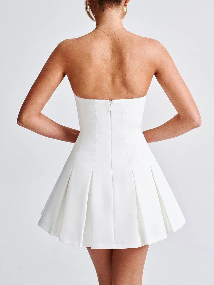 White Halter Neck Skater Dress