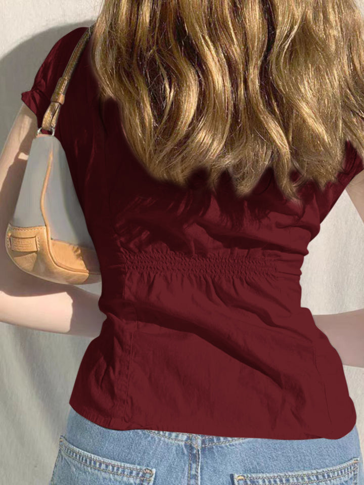 Wine Half Sleeved Dual Front Pocket Shirt