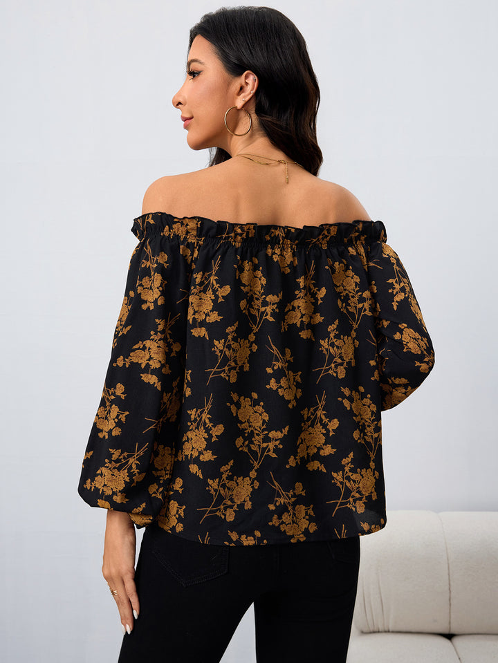 Orange Off Shoulder Printed Top