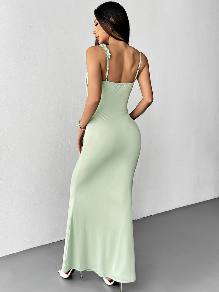 Green Rosette Detailed Maxi Dress