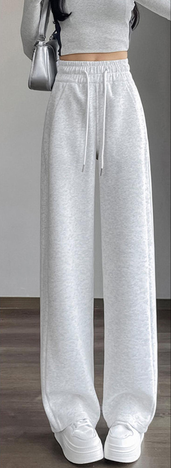 White Cozy Drawstring Joggers
