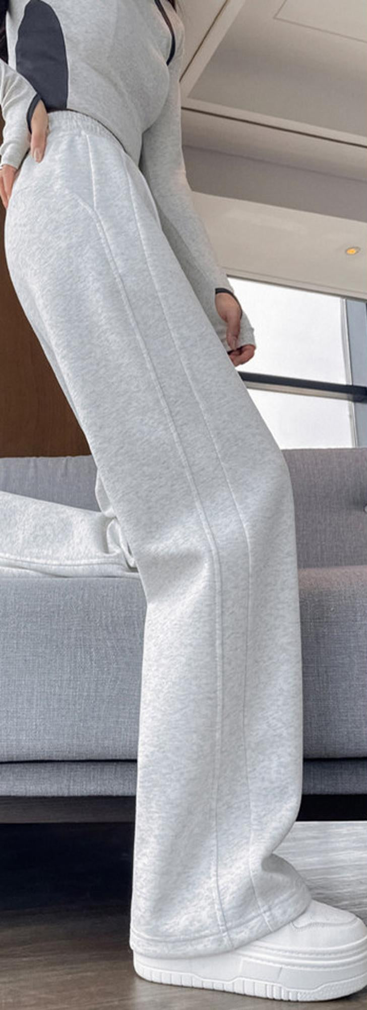 White Cozy Drawstring Joggers