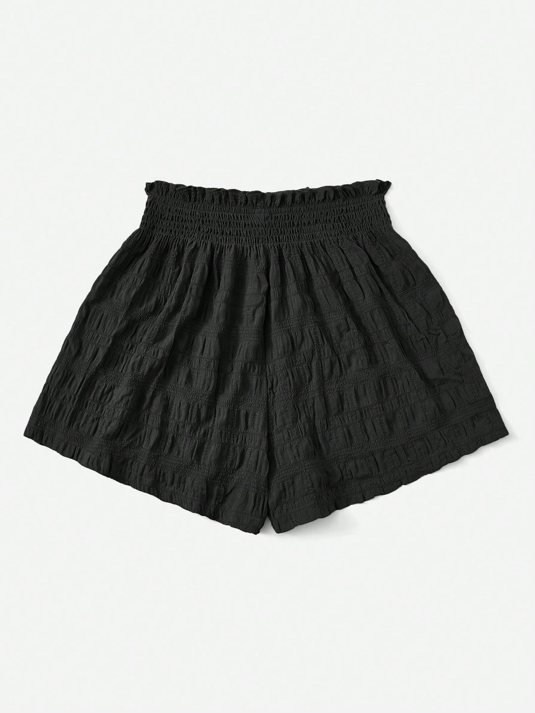 Black Flowy Textured Shorts