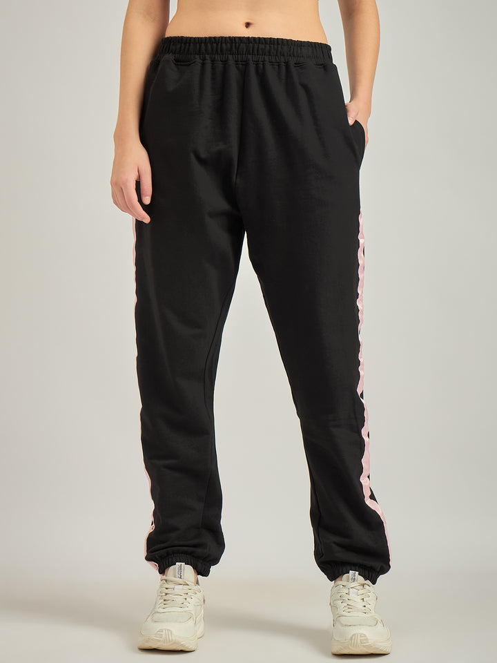 Black Side Tape Printed Sweatpants
