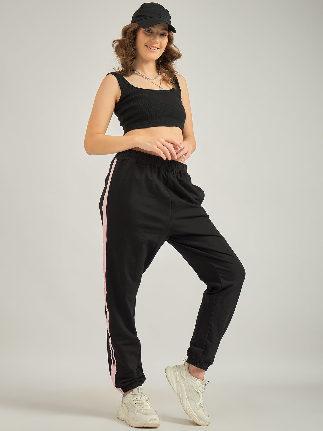 Black Side Tape Printed Sweatpants