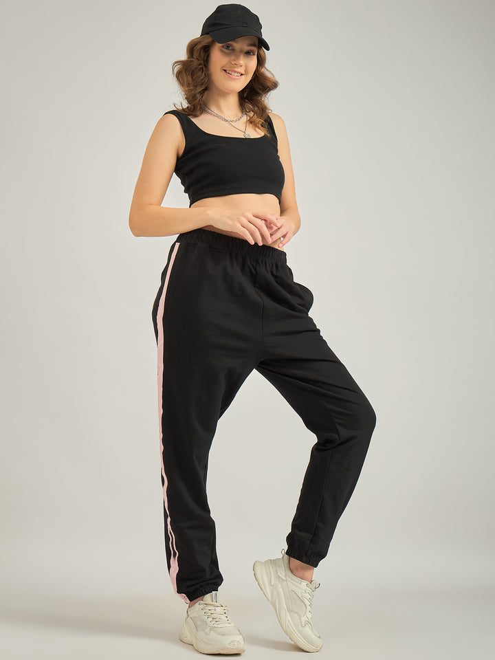 Black Side Tape Printed Sweatpants