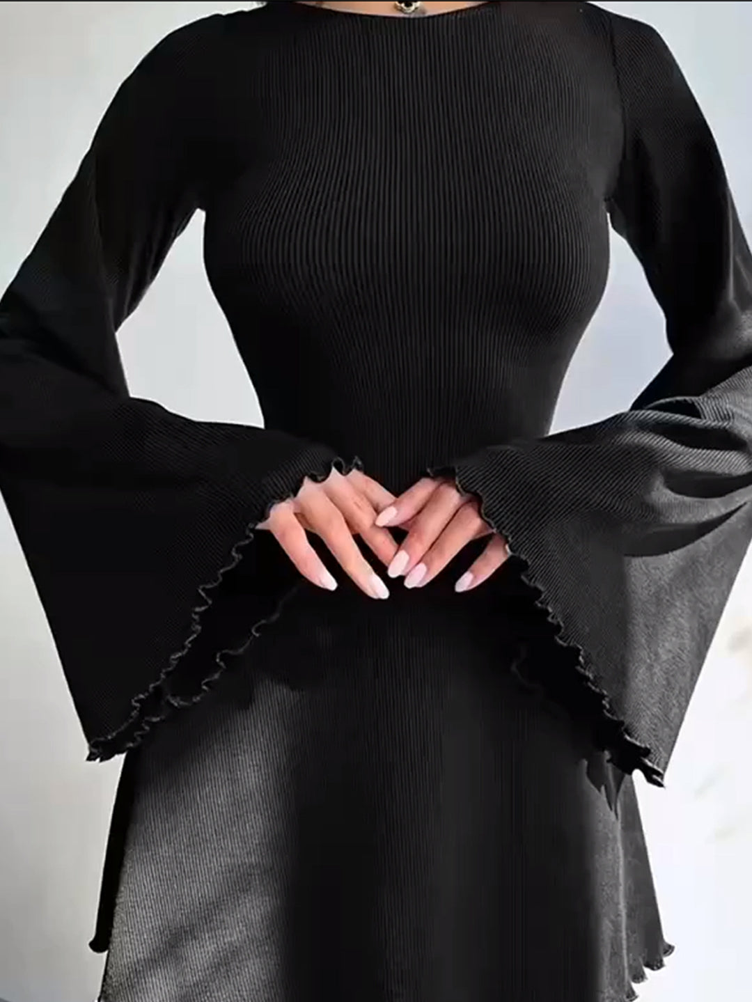 Black Bell Sleeved Mini Dress