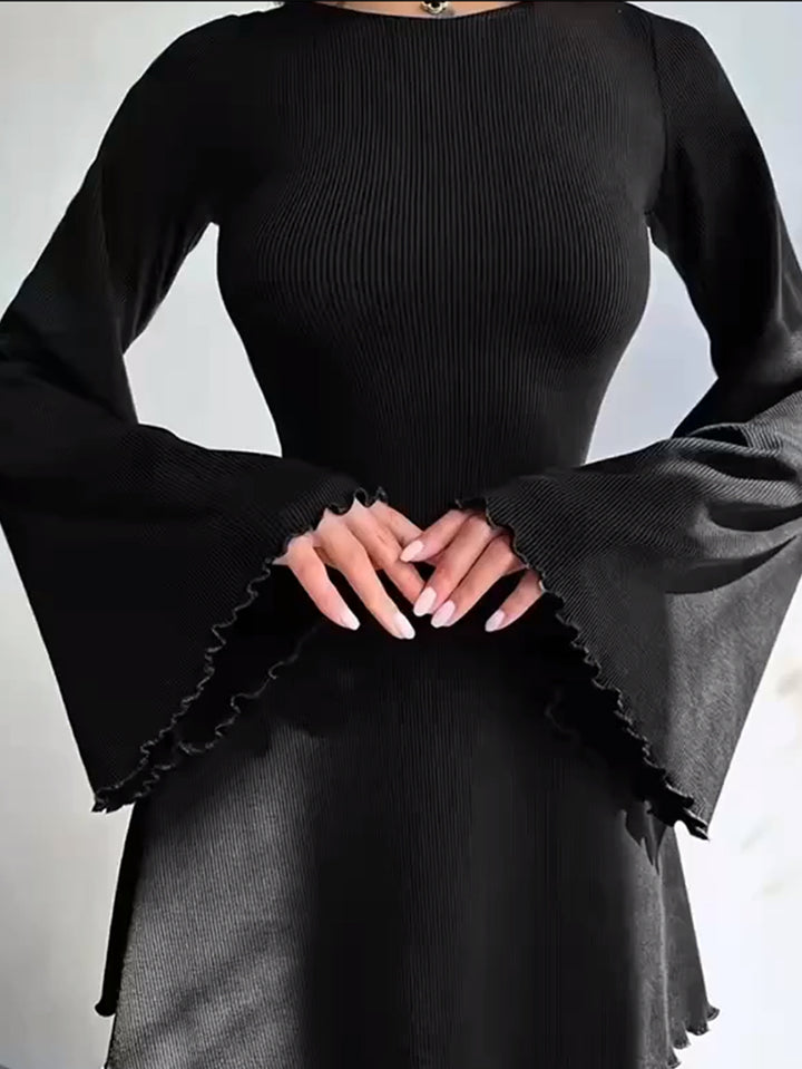 Black Bell Sleeved Mini Dress