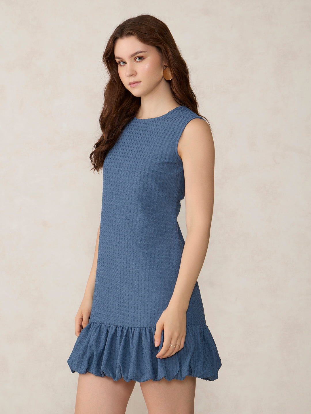 Teal Bubble Hem Dress