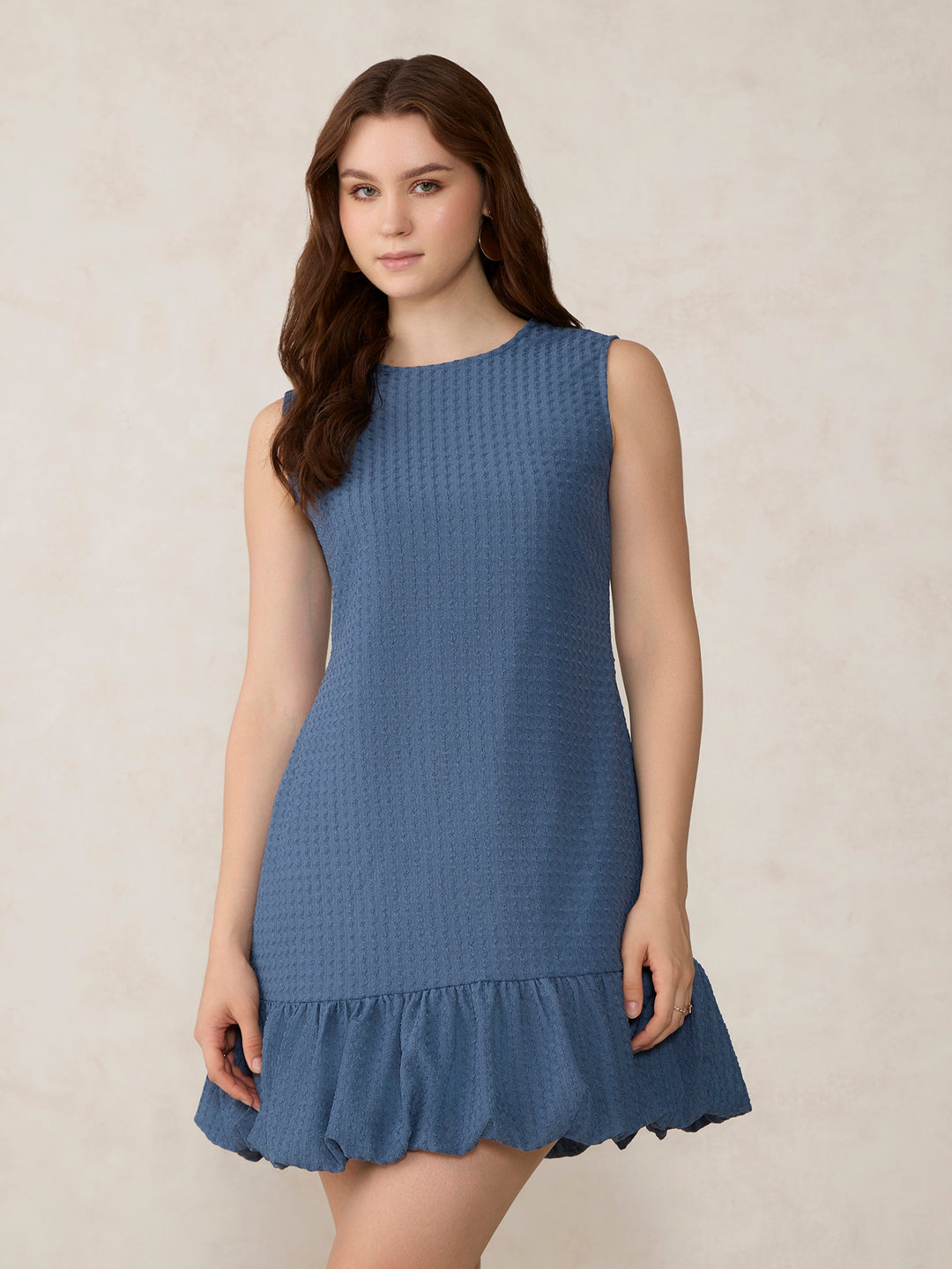 Teal Bubble Hem Dress