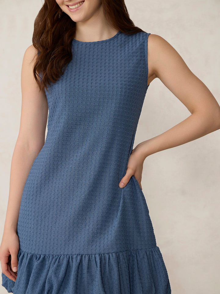 Teal Bubble Hem Dress