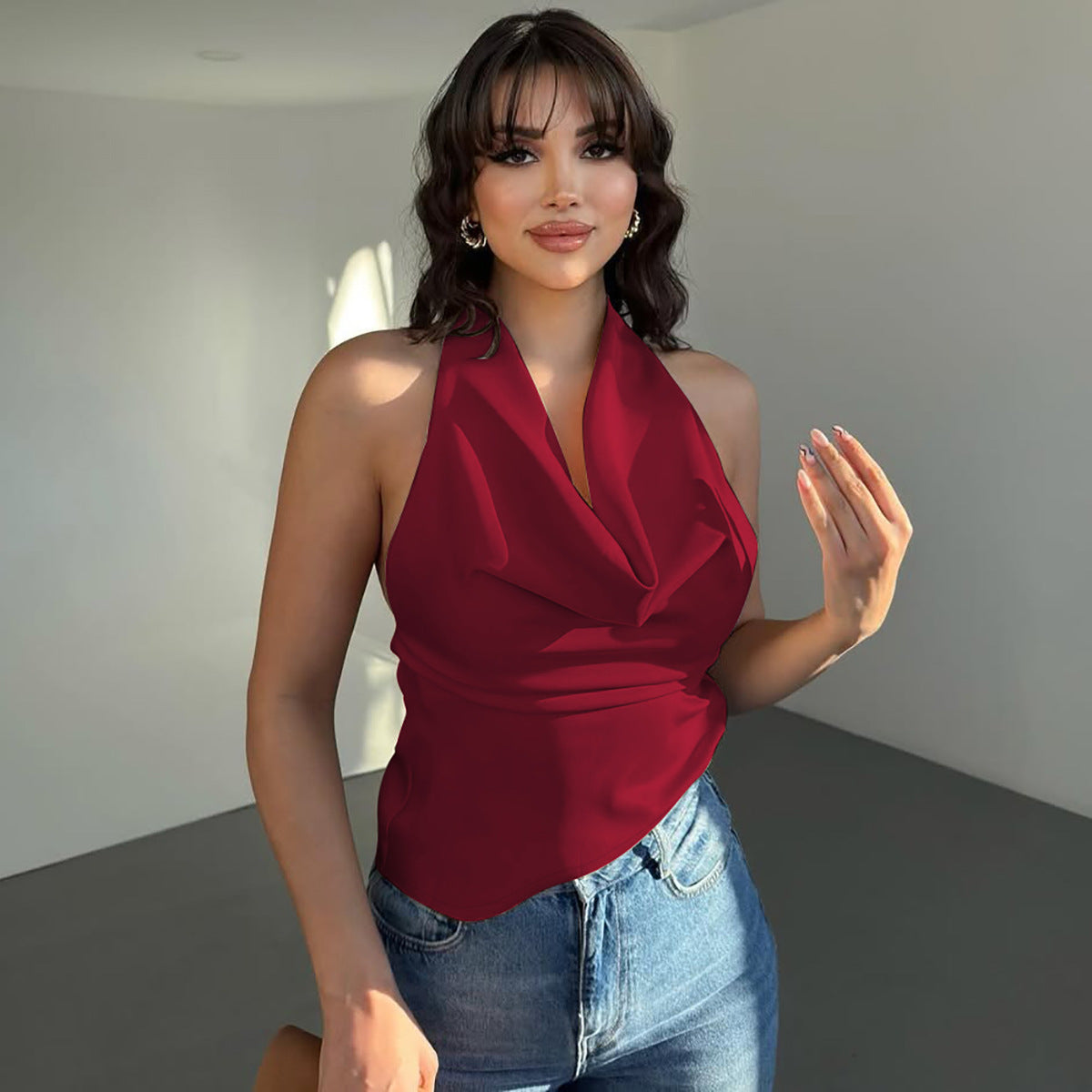 Burgundy Hallter Neck Camisole