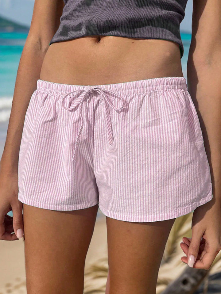 Light Pink Elasticated Drawstring Relaxed Fit Shorts