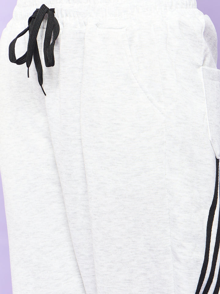 White Joggers with Black Stripe