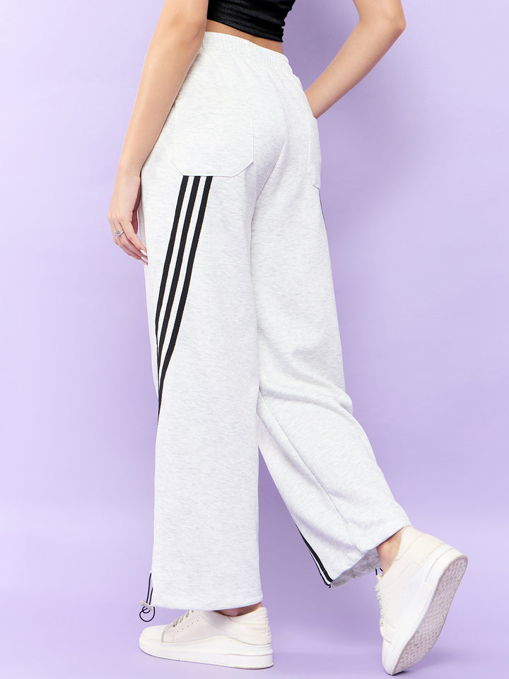 White Joggers with Black Stripe