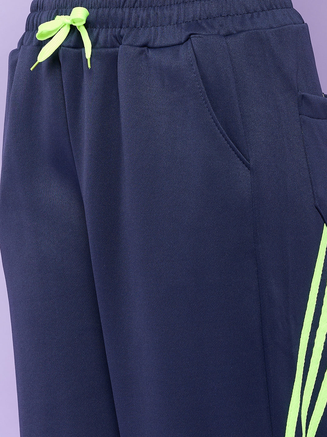 Navy Blue Joggers with Green Stripes