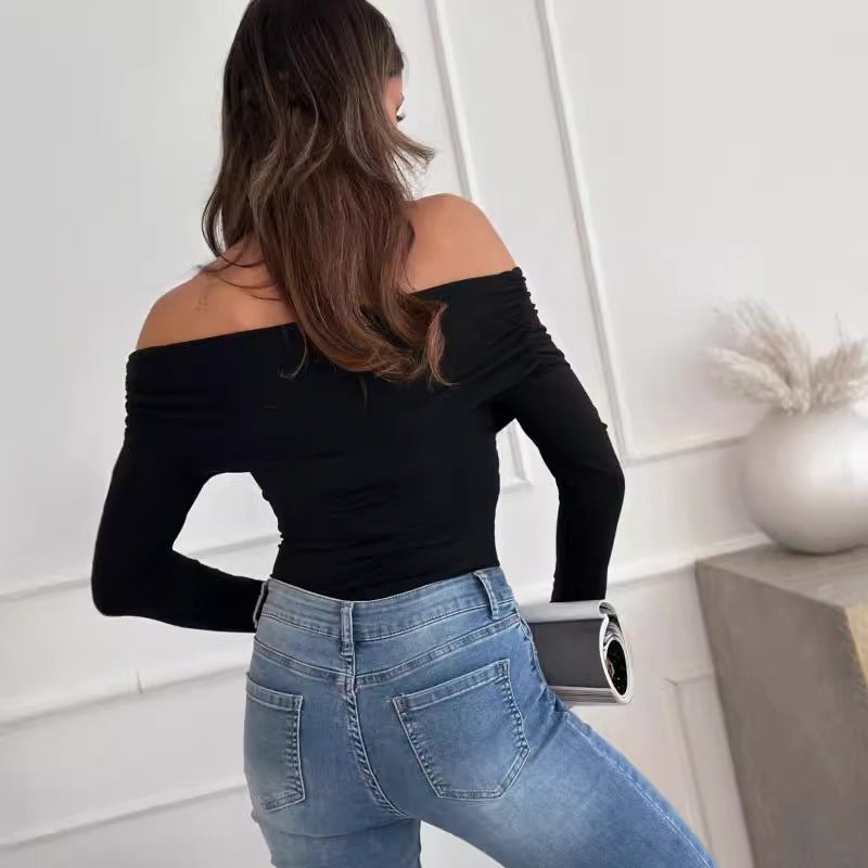Fitted Black Off-Shoulder Top