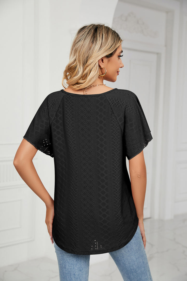 Black Flared Sleeves Tie Up Top