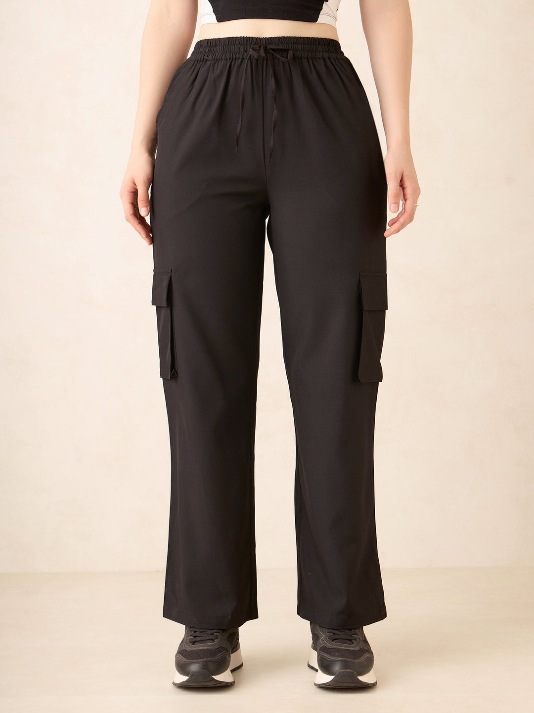 Black Wide Leg Parachute Pants
