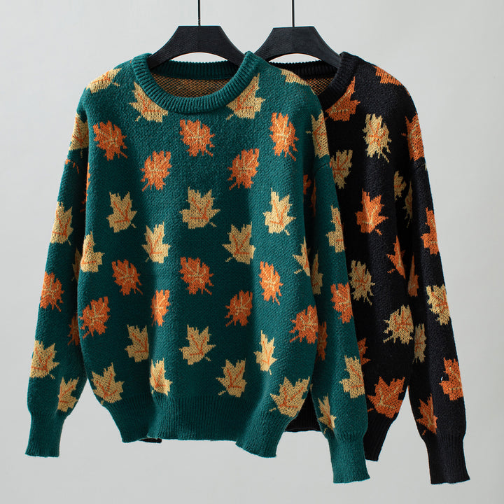 Green Full Sleeves Printed Sweater