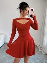 Red Full Sleeve Cut-Out Detail Dress