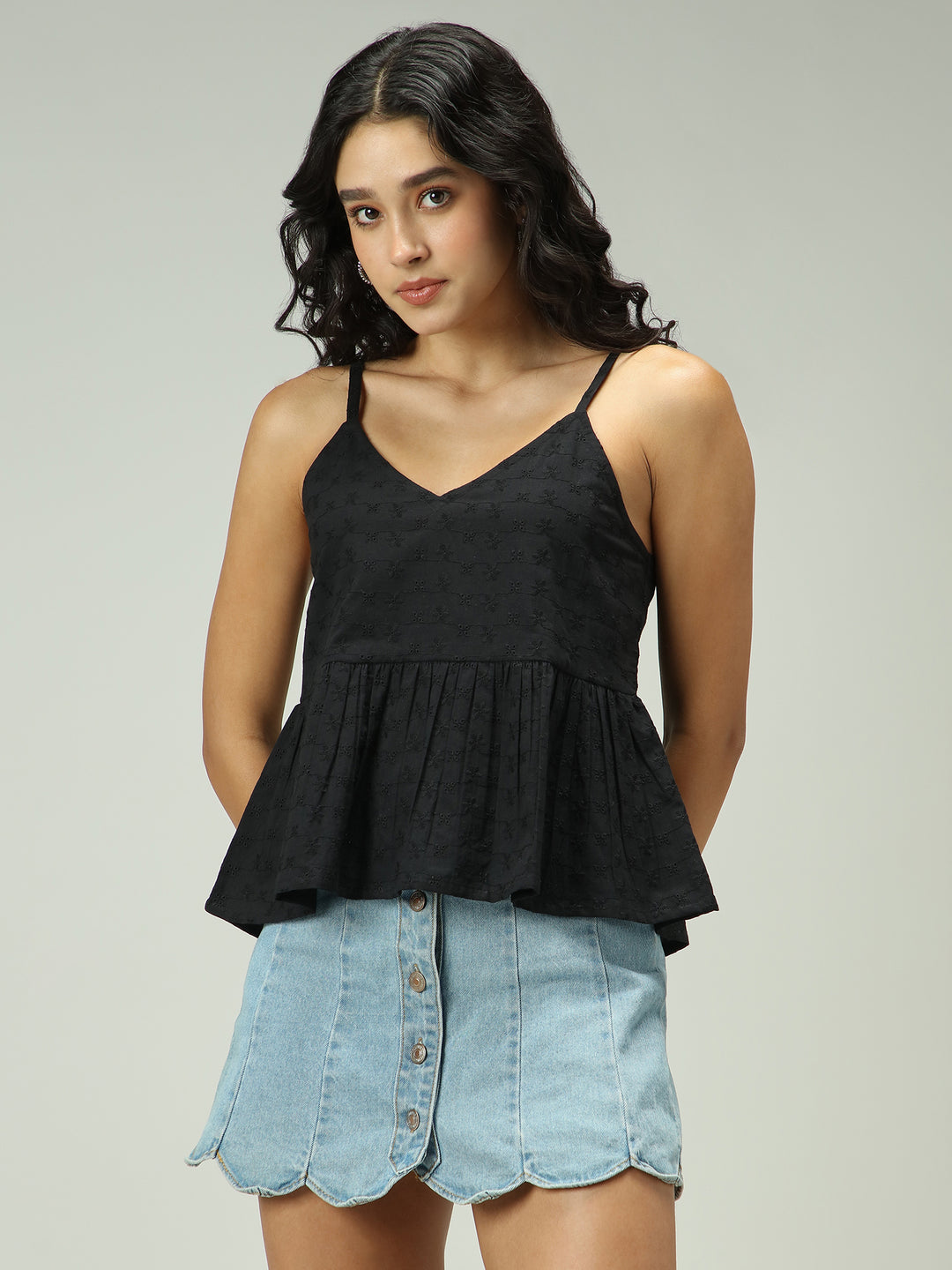 Black Strappy Aline Schifley Top