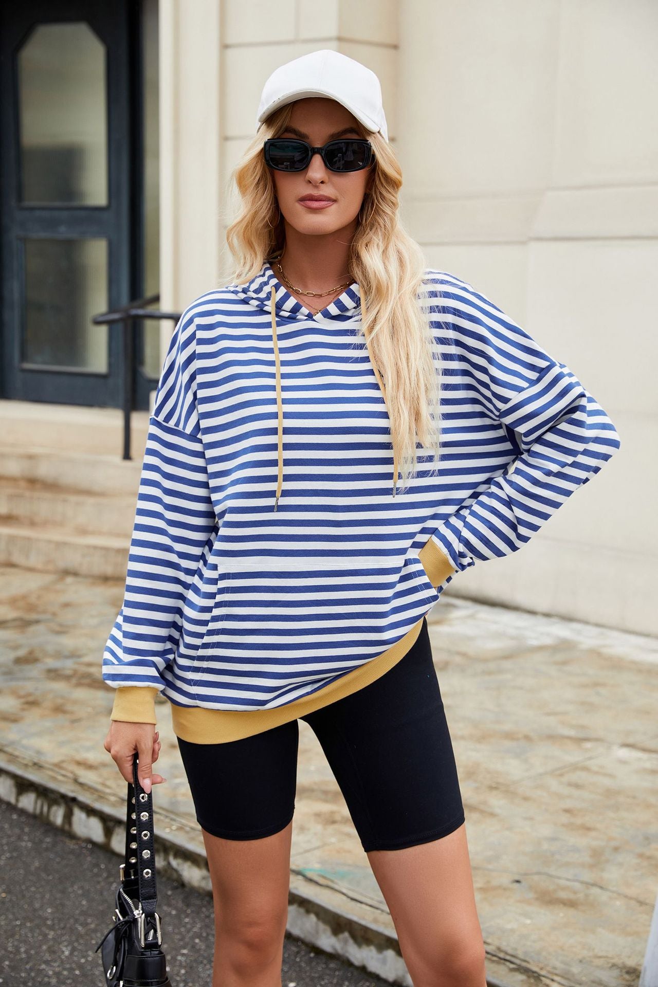 Blue Full Sleeve V Neck Top