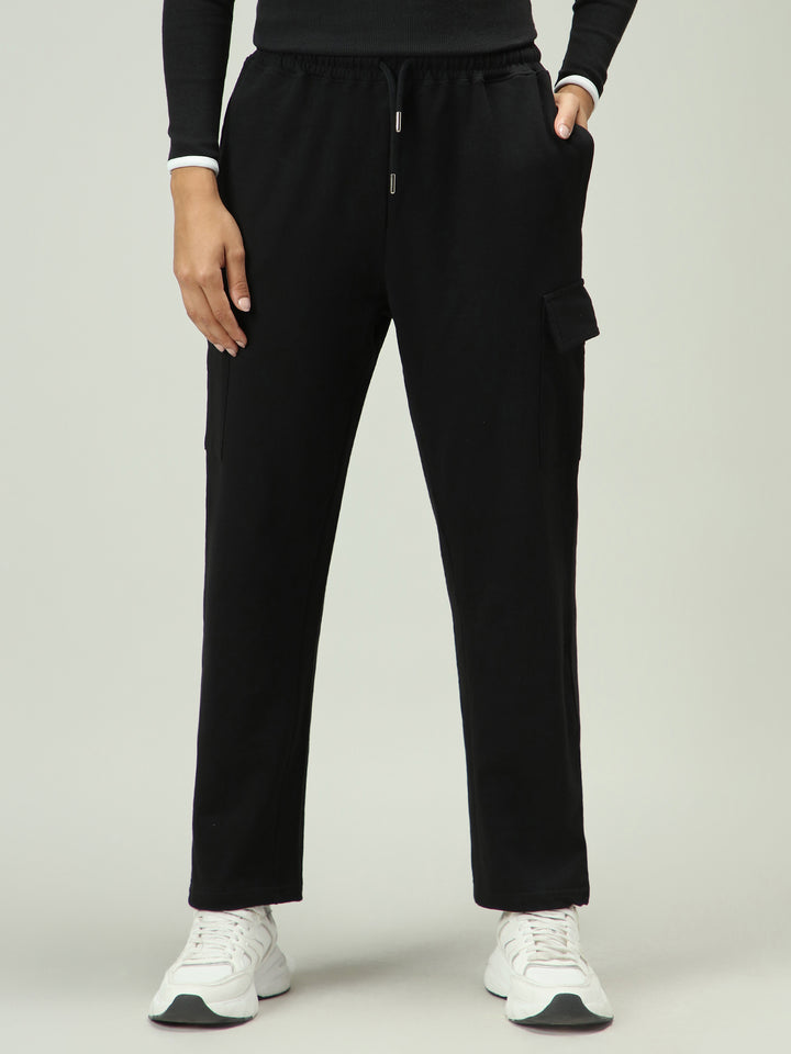 Black Cargo Pocket Wide Leg Sweatpants