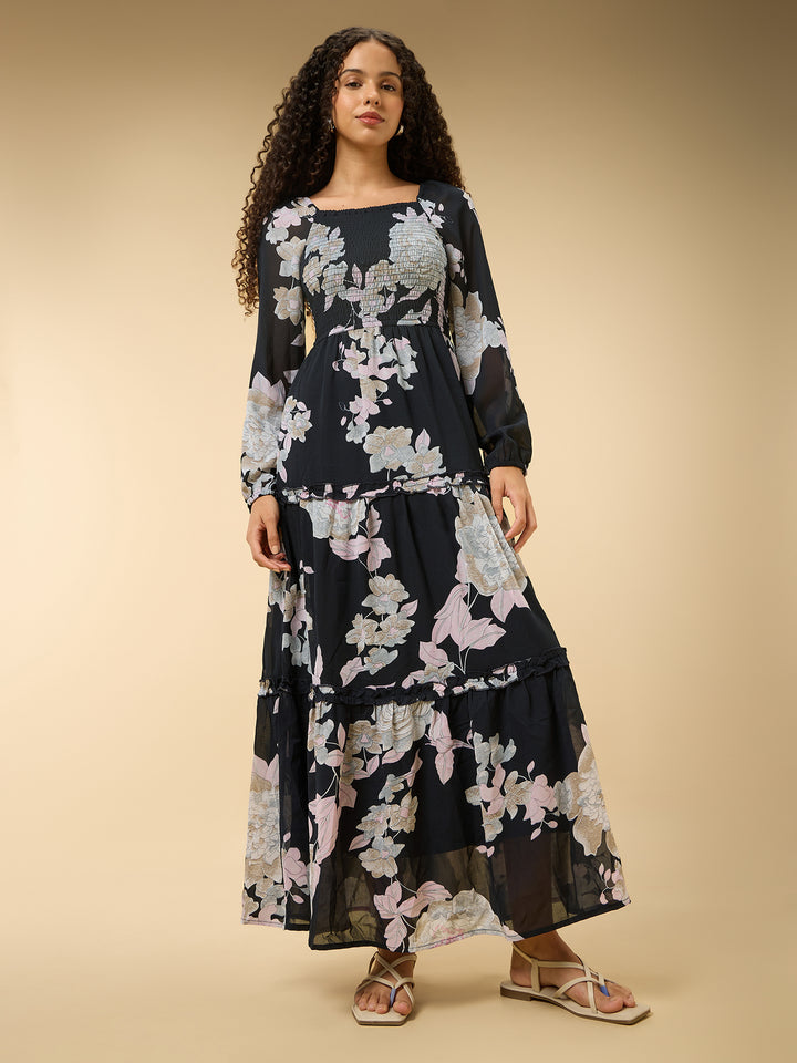 Black Full Sleeve Fit & Flare Dress