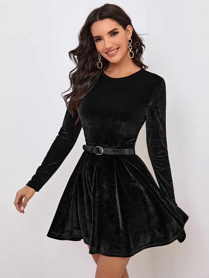 Black Full Sleeved Skater Dress
