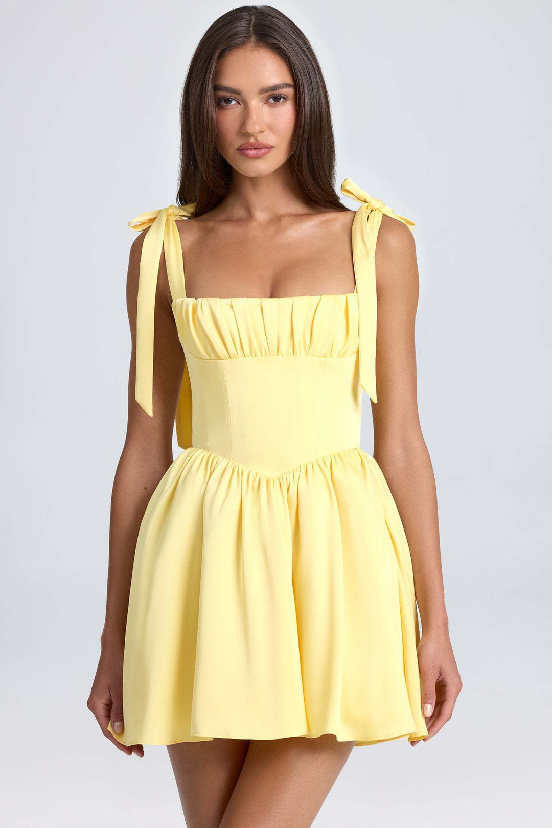 Yellow Tie Up Straps Mini Dress