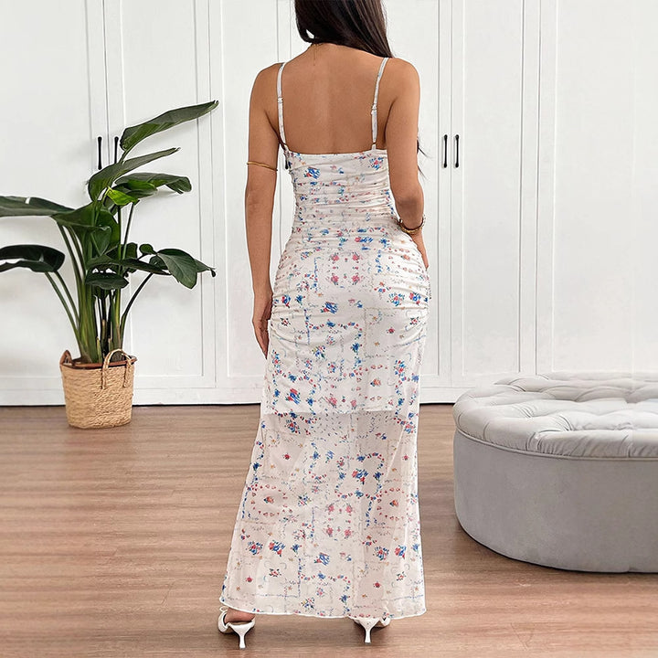 Multi Strappy Printed Maxi Dress