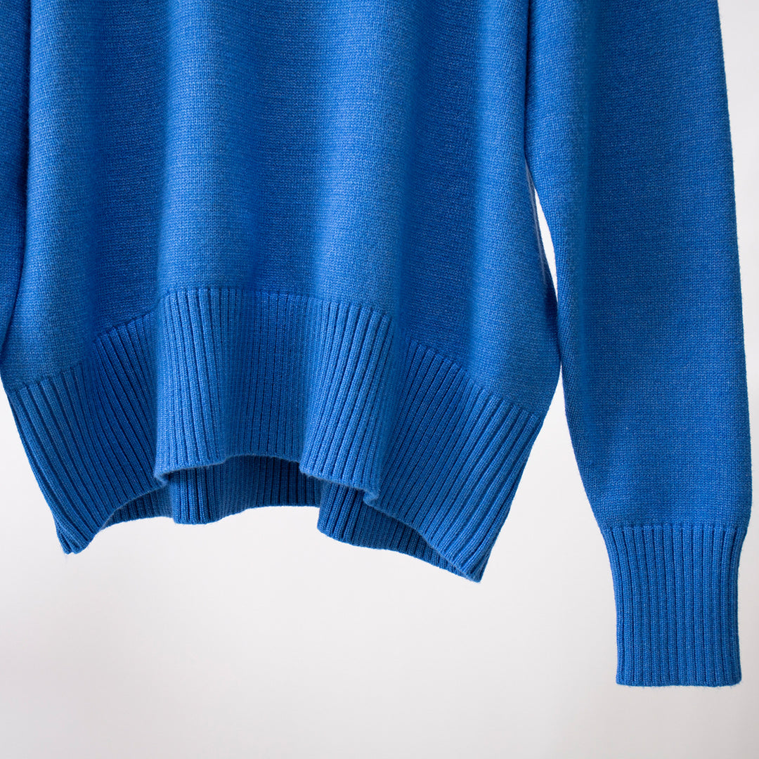 Blue Turtle Neck Oversized Solid Sweater