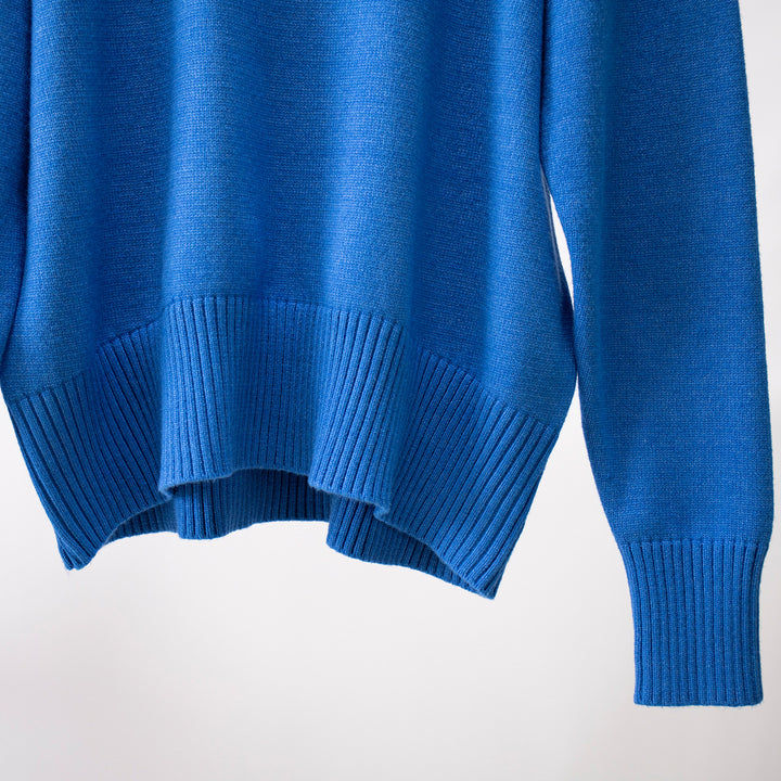 Blue Turtle Neck Oversized Solid Sweater