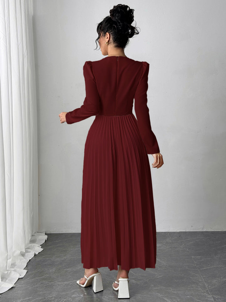 Maroon Pleated Blazer Dress