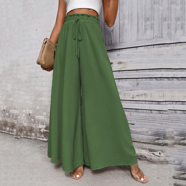 Green Smocked Waist Pull Up Trouser
