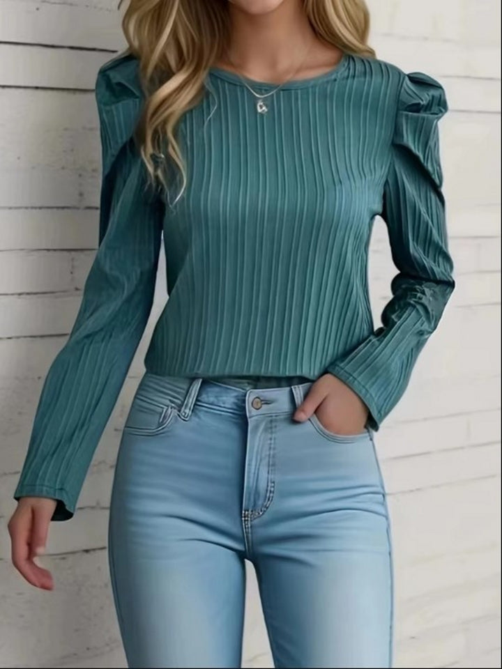 Olive Full Puff Sleeves Top
