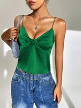 Green Shoulder Strap Front Twisted Top