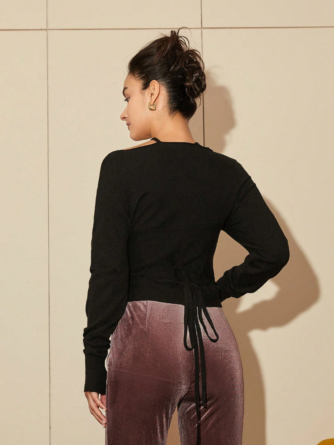 Cross Neck Black Top