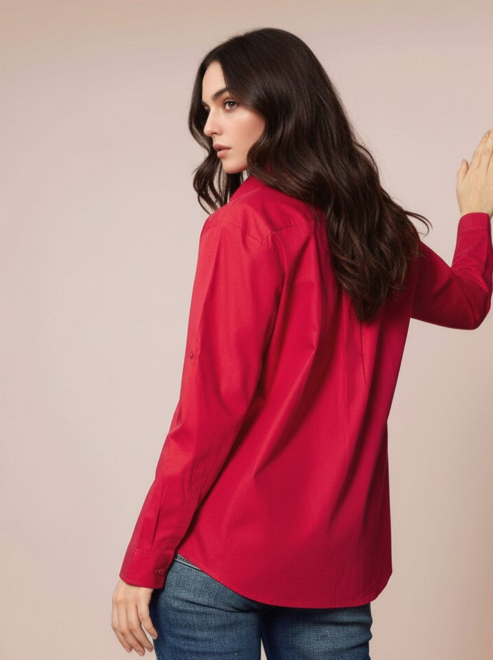 Red Solid Collared Shirt