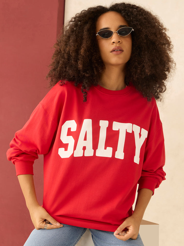 Red Typographic Sweatshirt